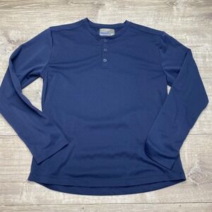 Twillory Shirt Mens Large Blue Long Sleeve Henley Athlounger Performance Top
